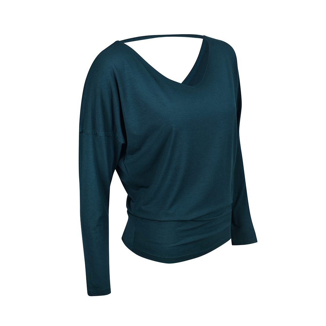Haut femme bleu à manches longues élégantes