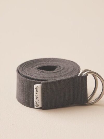 Sangle de yoga noire en coton avec boucles métal