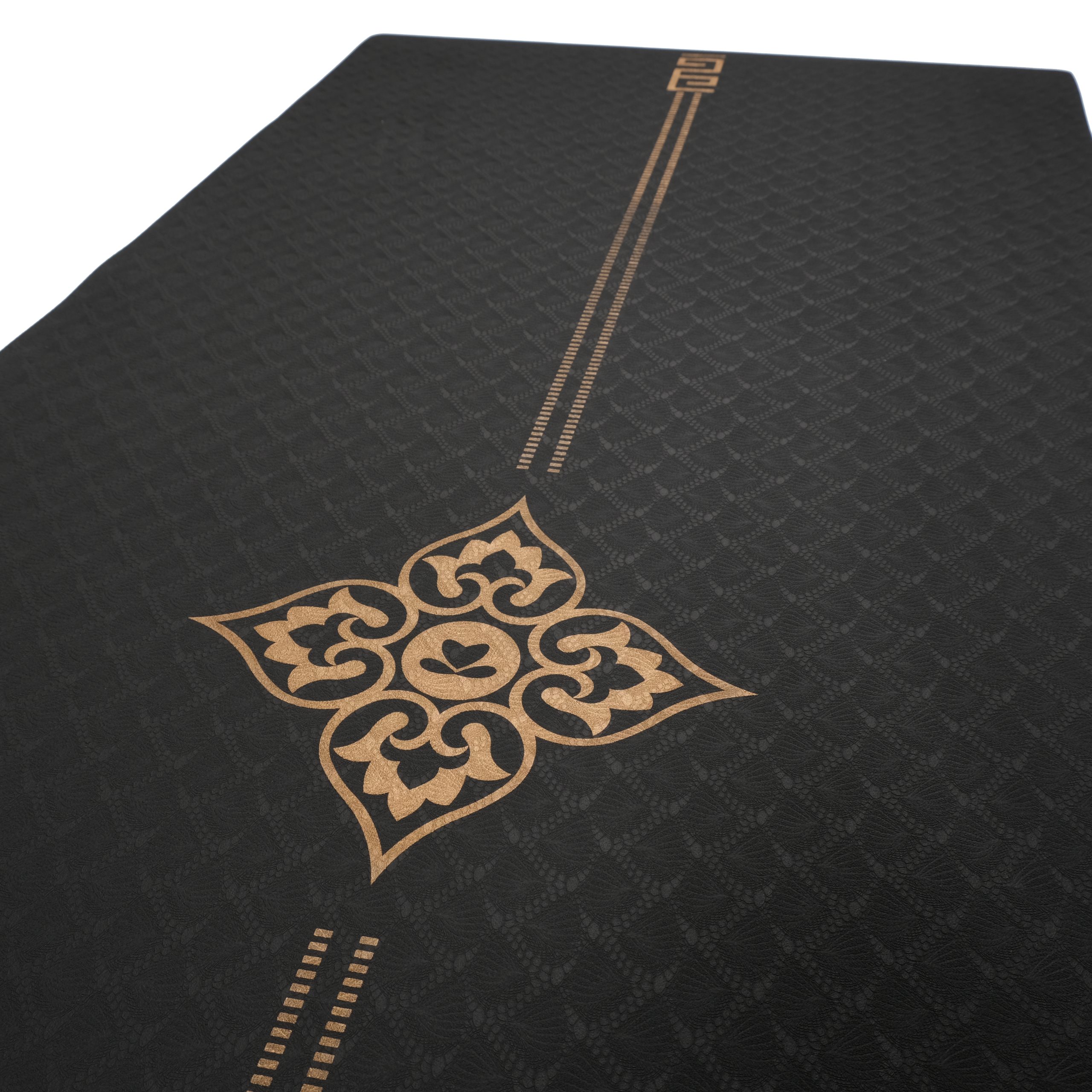 Tapis de yoga en TPE noir avec dessin mandala doré Yoga Boutique
