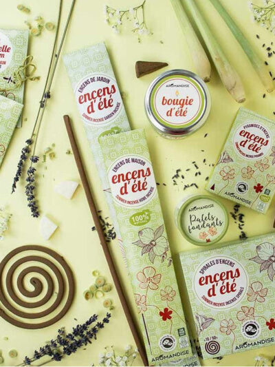 Encens pour l'été actif contres les moustiques, en format batons géants, batons d'encens traditionnels et cones d'encens