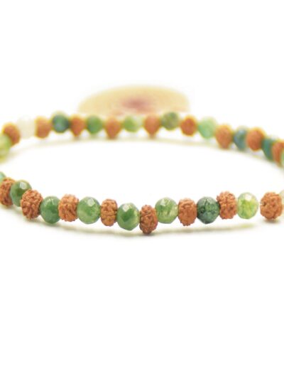 Bracelet avec perles de rudraksha et d'agate mousse