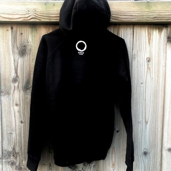 Sweat à capuche noir avec logo circulaire blanc