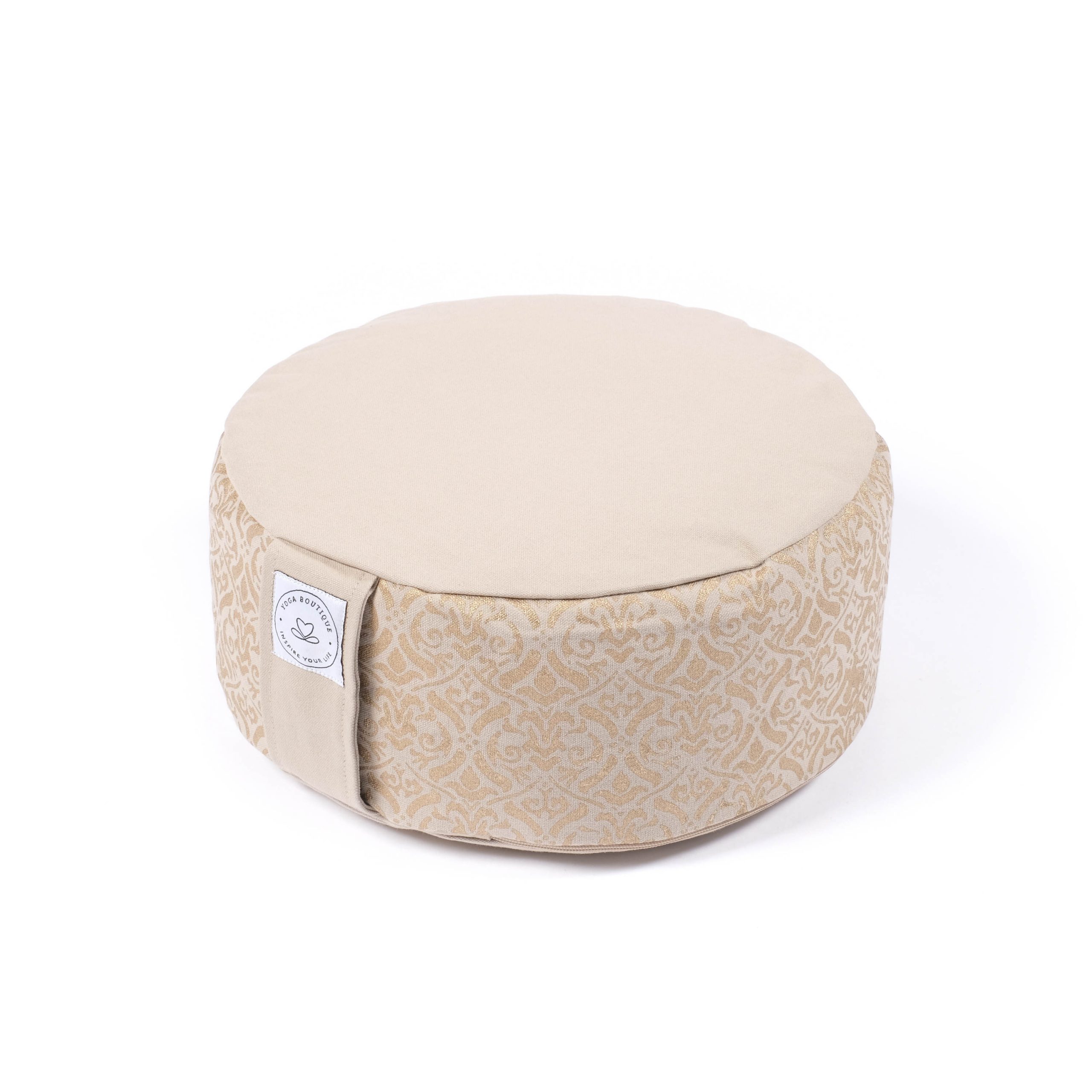 Coussin rond beige pour méditation yoga