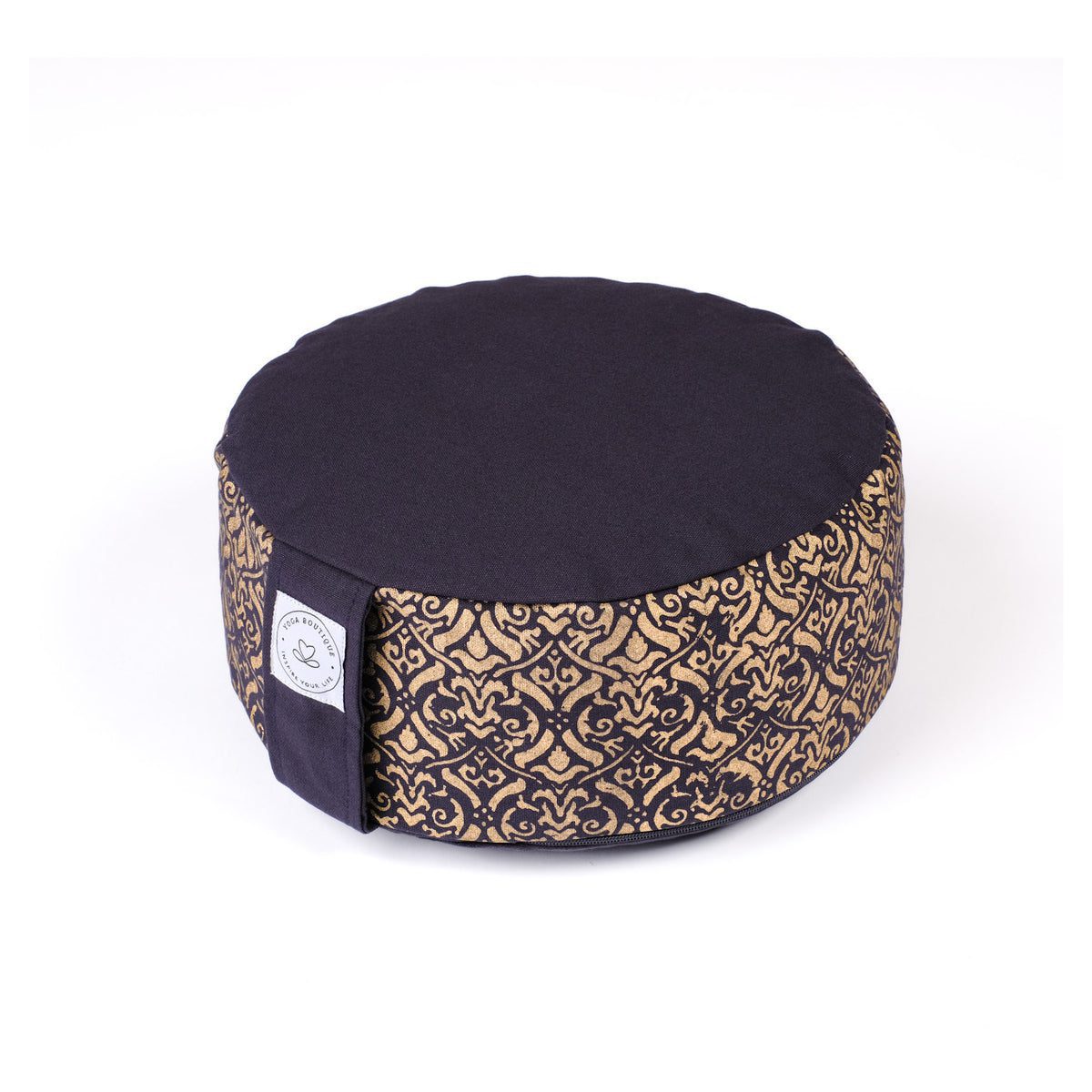 Coussin de méditation rond motif doré élégant