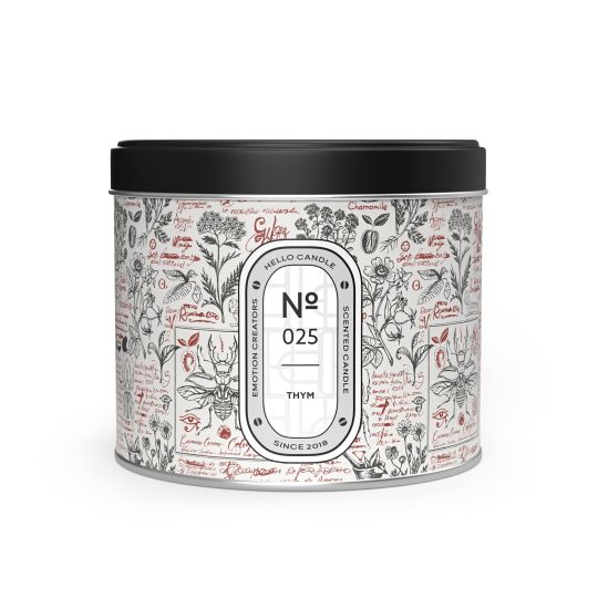 Bougie parfumée au thym dans pot décoratif