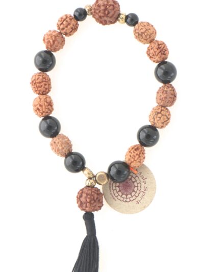 Bracelet Artisanal en Onyx et Rudraksha | No Fear