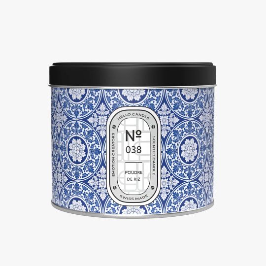 Bougie parfumée Poudre de Riz décor bleu