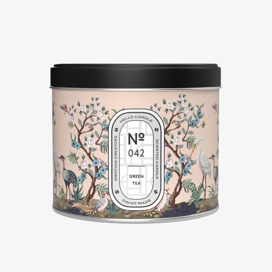 Bougie parfumée au thé vert décor floral