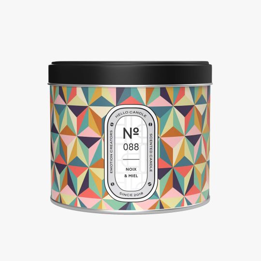 Bougie parfumée noix et miel design coloré
