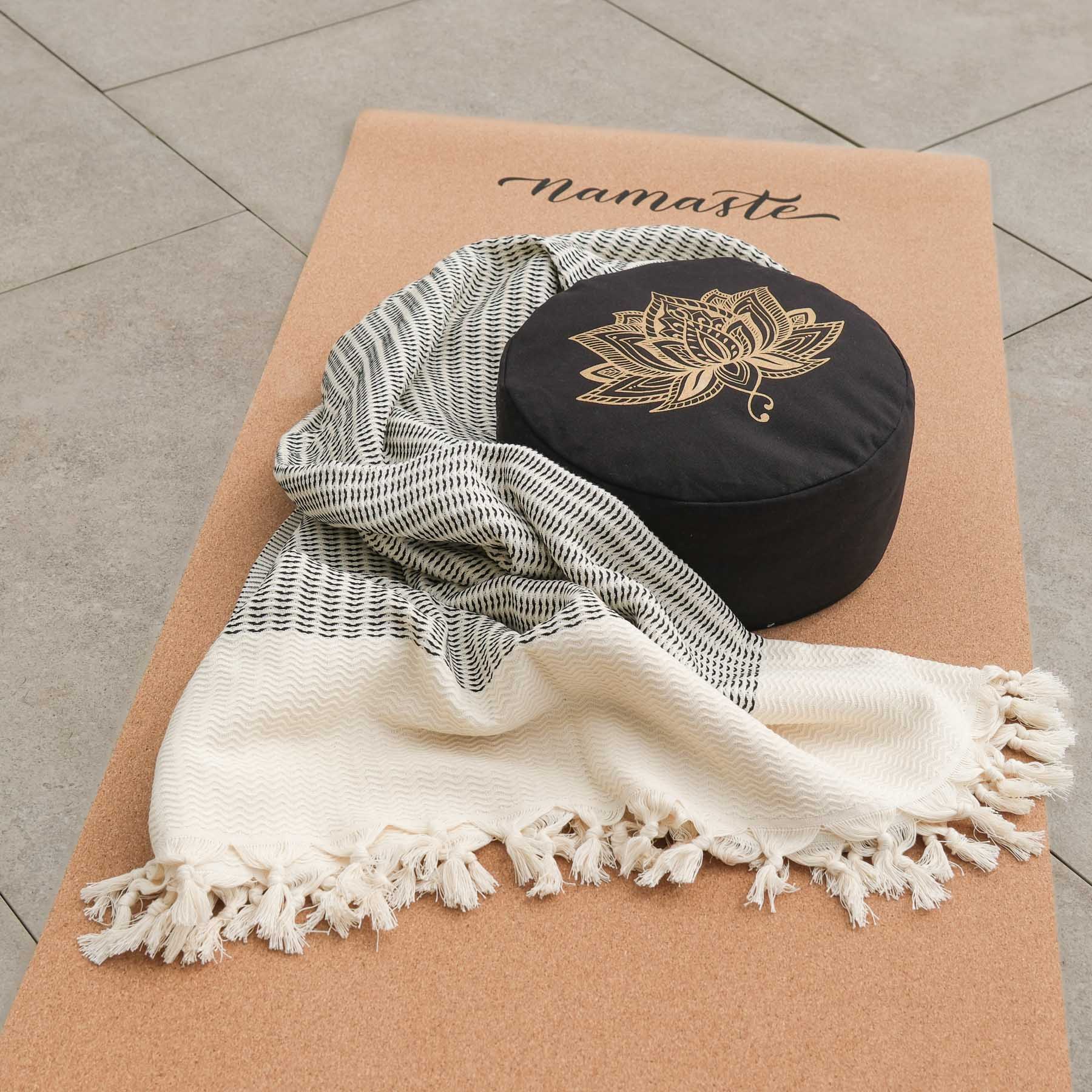 yoga decke relax bio baumwolle schwarz
