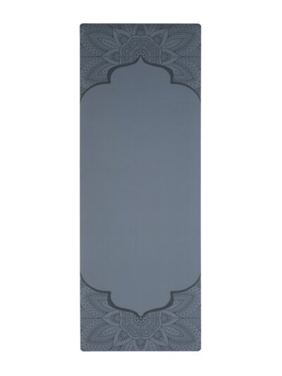 Tapis de yoga bleu supergrip avec dessins orientaux en ton sur ton Yoga Boutique