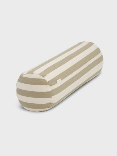 Coussin cylindrique bolster de yoga à rayures beige et blanches