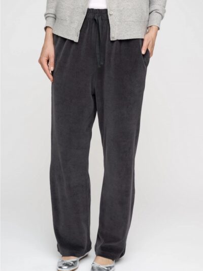 Pantalon gris en velours pour femme