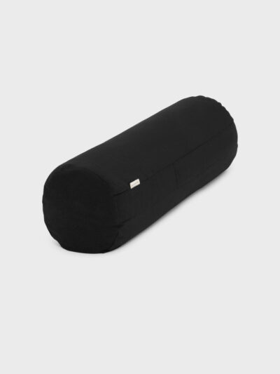 Bolster traversin de yoga et relaxation de forme ronde et longue et de coloris brun foncé